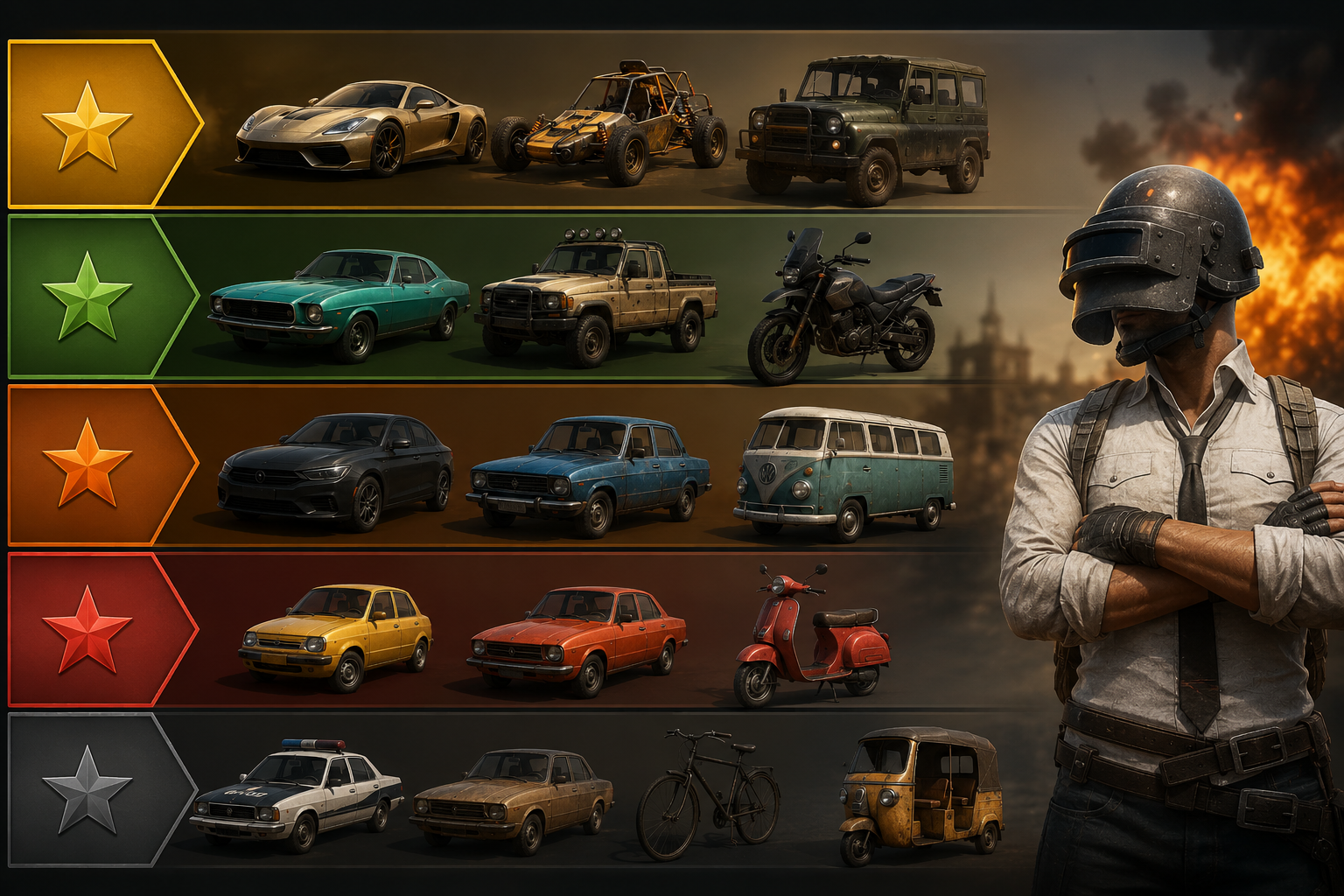 ТИР-ЛИСТ МАШИН PUBG — ЧТО БРАТЬ, А ЧТО ОБЪЕЗЖАТЬ
